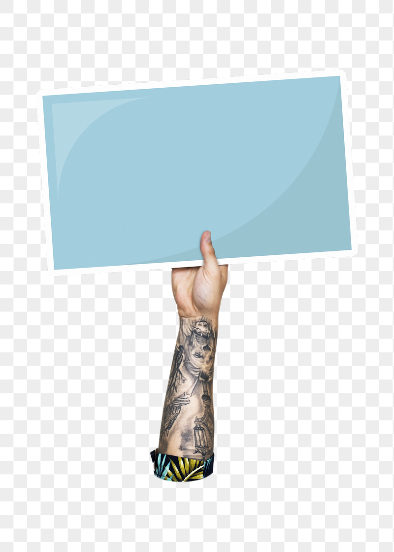 Hand holding png blank sign, | Free PNG - rawpixel