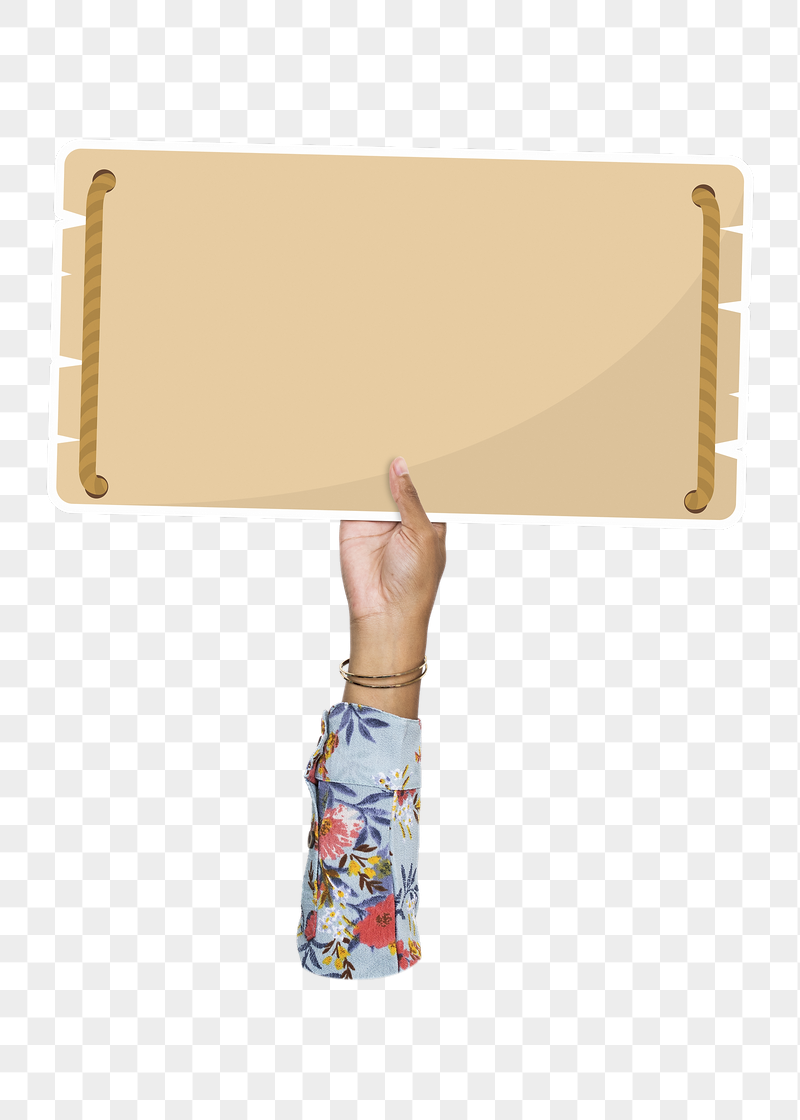 Hand holding png blank sign, | Free PNG - rawpixel