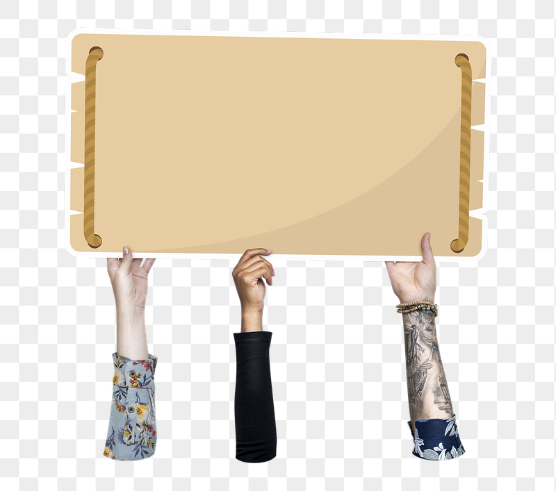 Hand holding png blank sign, | Free PNG - rawpixel