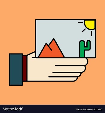 Hand holds photos icon multimedia photo album vector image