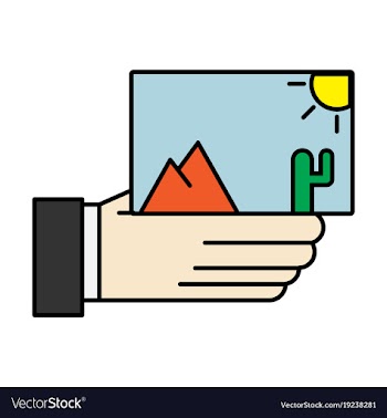 Hand holds photos icon multimedia photo album vector image