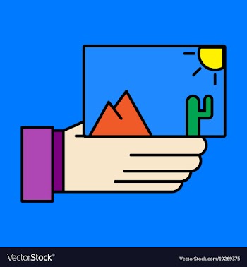 Hand holds photos icon multimedia photo album vector image