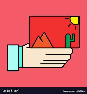 Hand holds photos icon multimedia photo album vector image