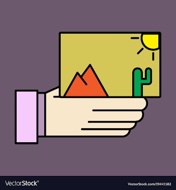 Hand holds photos icon multimedia photo album vector image