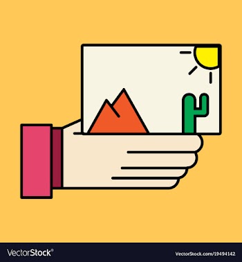 Hand holds photos icon multimedia photo album vector image