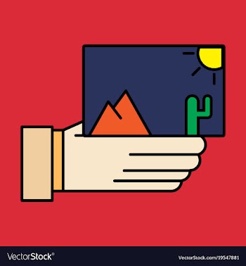 Hand holds photos icon multimedia photo album vector image