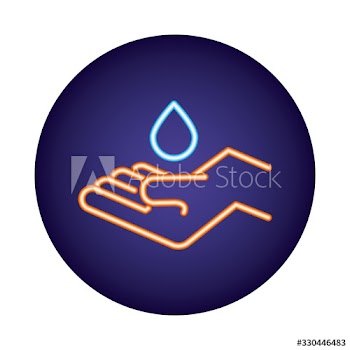 hand human with drop neon light style