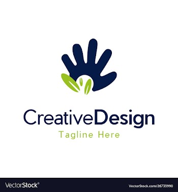 Hand leaf palm finger creative logo design vector image