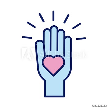hand lifting heart solidarity line and fill style