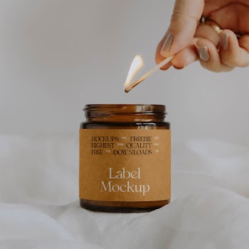Hand Light Candle Mockup