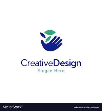 Hand nature leaf logo design vector image