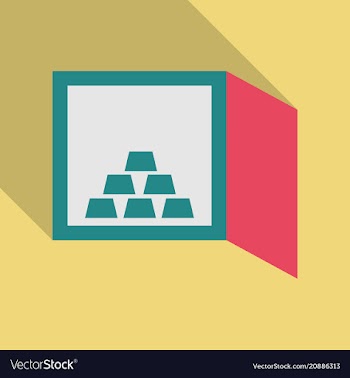 Hand opening a safe deposit box full of valuables vector image
