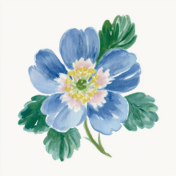 Hand-Painted Blue Flower Clipart
