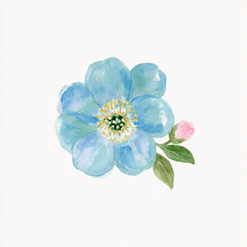 Hand-Painted Blue Flower Clipart