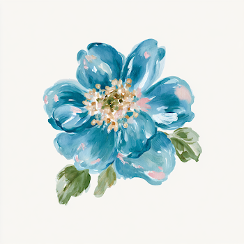 Hand-Painted Blue Flower Watercolor Clipart