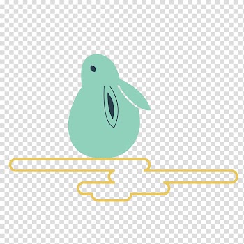Hand-painted blue rabbit sat transparent background PNG clipart
