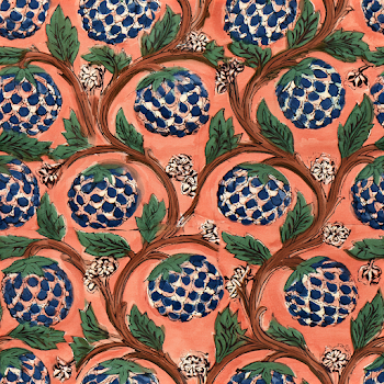 Hand-Painted Botanical Folk Art Textile Pattern