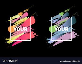 Hand painted brush background with geometric frame vector image