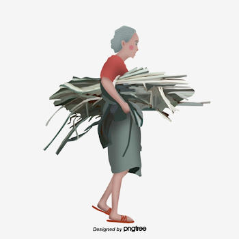 Hand-painted Cartoon Old Man Holding Firewood, Cartoon, Summer ...