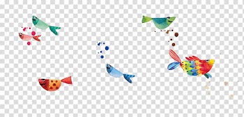 Hand-painted colorful fish transparent background PNG clipart