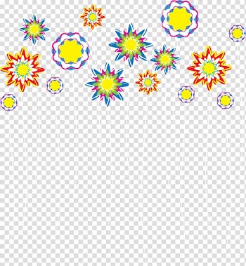 Hand-painted colorful flowers transparent background PNG clipart