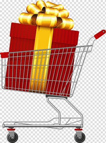 Hand-painted gift shopping car transparent background PNG clipart