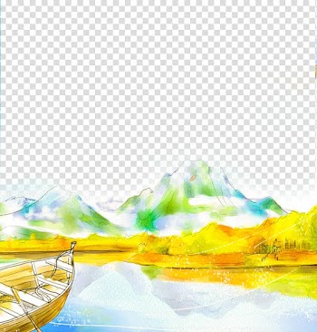 Hand-painted landscape transparent background PNG clipart