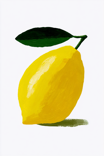 Hand-Painted Lemon with Leaf