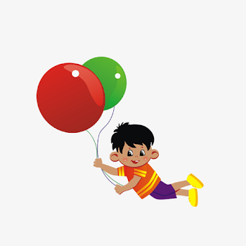 Hand-painted Little Boy Holding Two Big Balloons, Boy Clipart, Hand ...