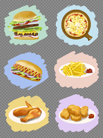 Hand painted original anime vector food fast food foreign food ...