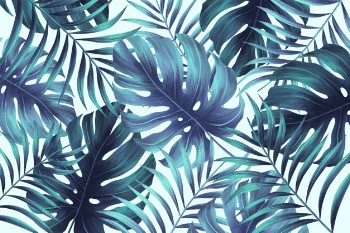 Hand painted summer print with tropical leaves Free Psd