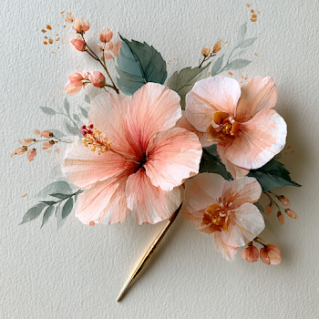 Hand-Painted Tropical Watercolor Florals