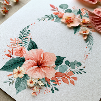 Hand-Painted Tropical Watercolor Florals Wreath