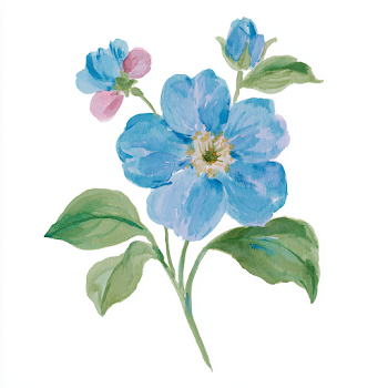 Hand-Painted Watercolor Blue Flower Clipart
