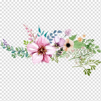 Hand painted watercolor flower decoration pattern transparent background PNG clipart