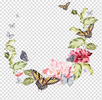 Hand-painted watercolor wreath transparent background PNG clipart