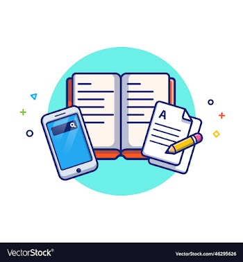 hand phone book paper and pencil cartoon