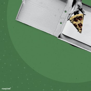 Hand pick up a piece of pizza on green background | Free  illustration - 2313236