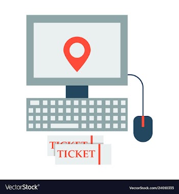Hand pointing gps map incomputer with ticket vector image