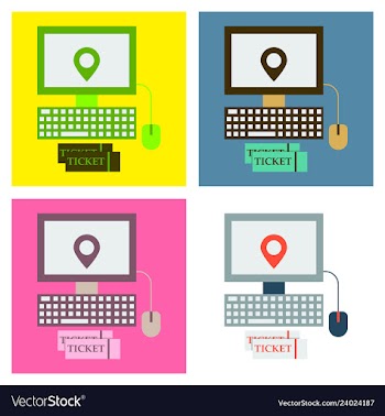 Hand pointing gps map incomputer with ticket vector image
