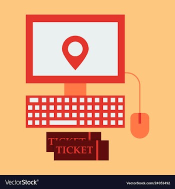 Hand pointing gps map incomputer with ticket vector image