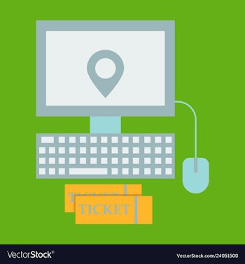 Hand pointing gps map incomputer with ticket vector image