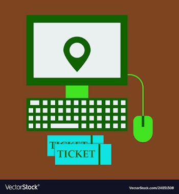 Hand pointing gps map incomputer with ticket vector image