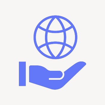 Hand presenting globe icon, blue | Free Icons - rawpixel