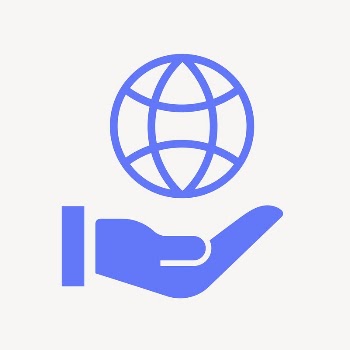 Hand presenting globe icon, blue | Free Icons - rawpixel