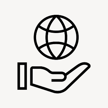 Hand presenting globe icon, line | Free Icons - rawpixel