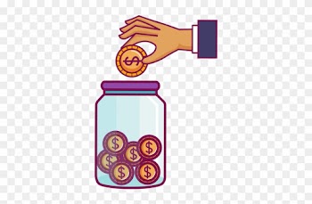 Hand Saver With Glass Jar And Coins Money - Glass