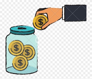 Hand Saver With Glass Jar And Coins Money - Jar