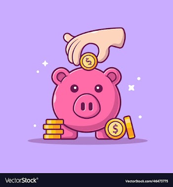 hand saving money with piggy bank cartoon