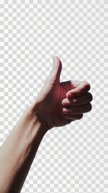 Hand sign thumbs up PNG transparent, no background